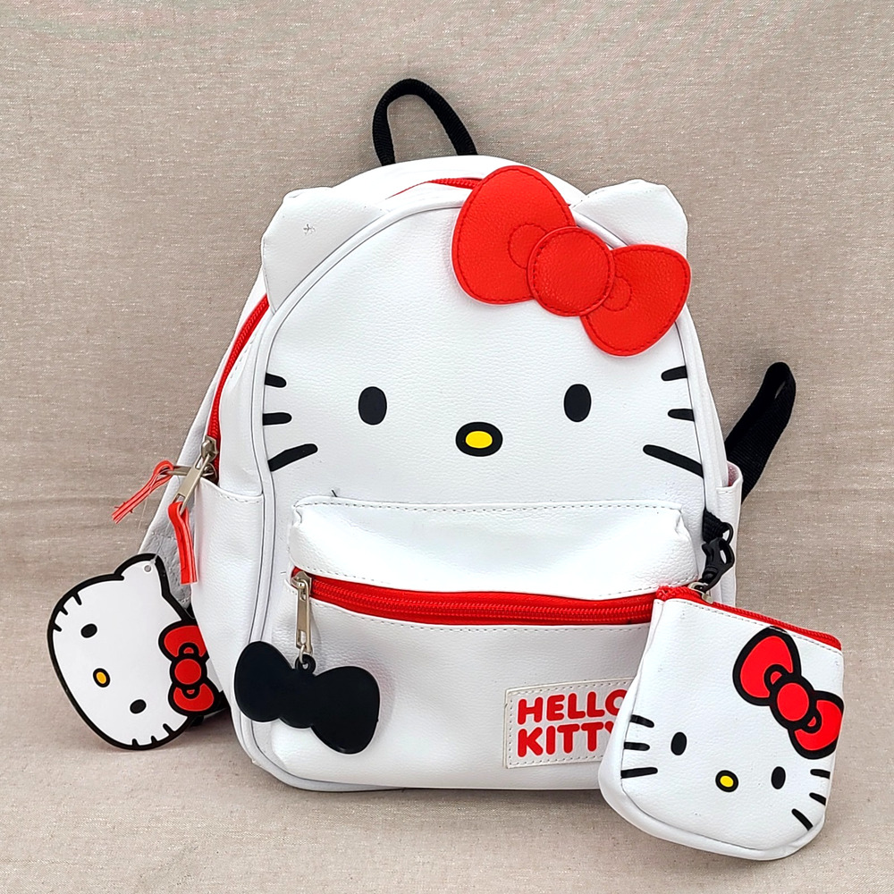 Hello Kitty Signature Bow Face and 3D Ear Design Faux Leather Mini Backpack NWT